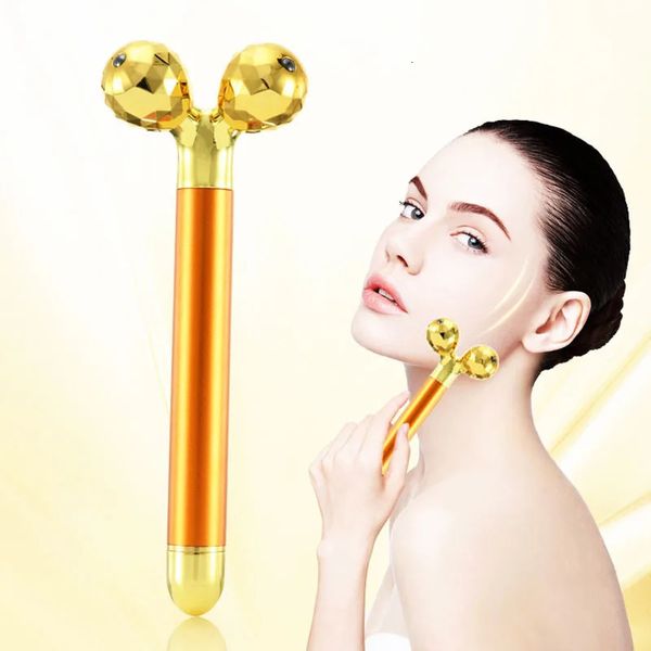 Gesichtspflegegeräte 24k Gold Lift Bar Roller Vibration Abnehmen Massagestab Schönheit Haut Vibrationswerkzeug 231115