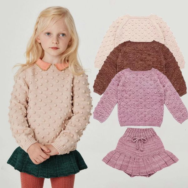 Pulôver infantil bebê menina suéter pipoca tricotado suéter meninas malhas para roupas outono inverno 231115