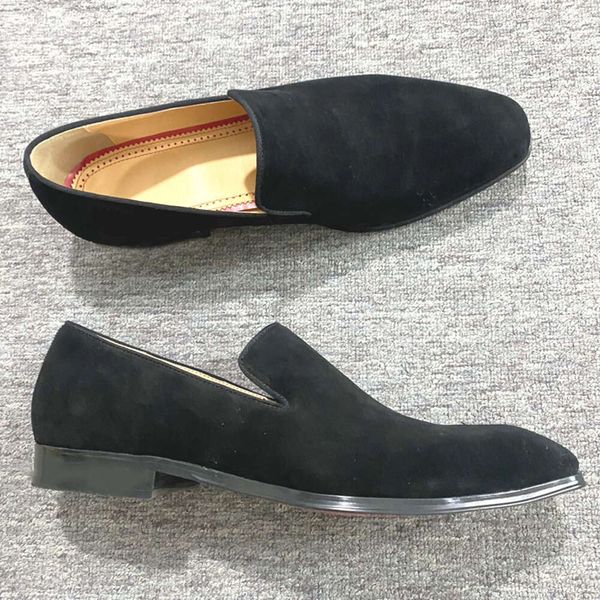 Moda homens vestido sapatos designer de couro vermelho preto toe strass camurça picos homens sapatos formais luxo negócios casamento festa sapatos tamanho 48 com caixa no495