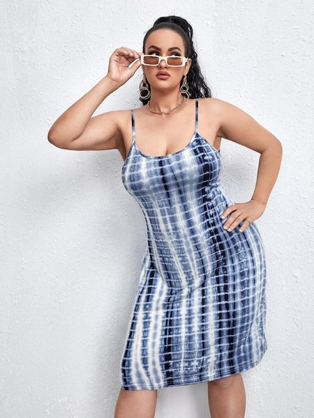 Plus Size Kleider Elegante Mode Sommer Tie Dye Cami Kleid Frauen Sexy Schwarz Und Weiß Tank Weibliche Große Kleidung 6XL 7XL 8XL