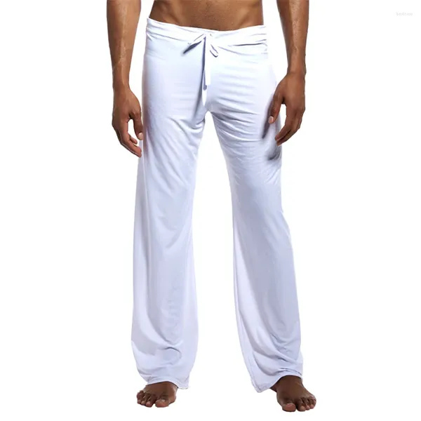 Calças masculinas moda cordão elástico lounge pijamas esportes ginásio ativo pijama moletom casual calças soltas