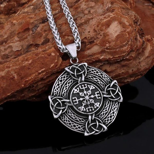 Colares Pingente Viking Odin Rune Colar Europa e Estados Unidos Retro Moda Masculina Aço Inoxidável Amuleto Punk Jóias