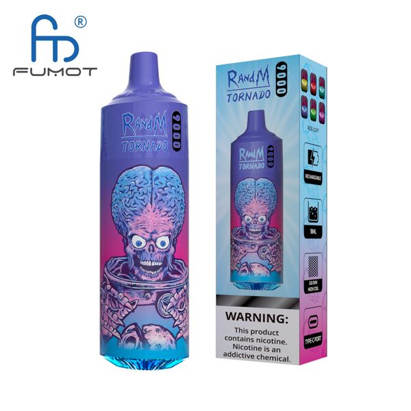 Fumot Tornado Vape 9000 Puffs E-Zigarette Großhandel RGB Licht 18 ml vorfüllbarer E-Saft