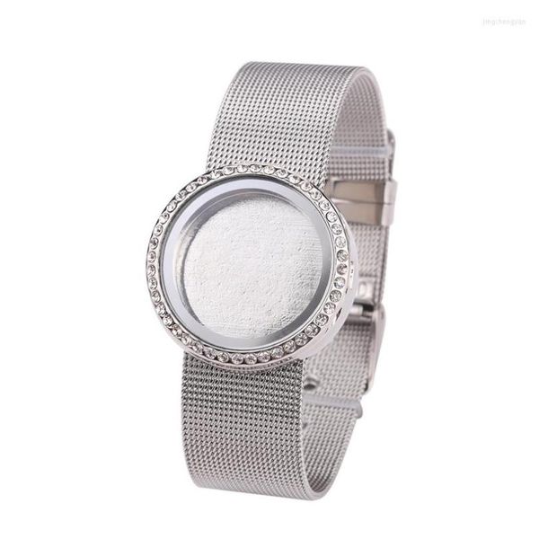 Armreif 1 Stücke Edelstahl Mit Strass Klassisches Glas Floating Memory Medaillon Handschlaufe Armband Für Männer Frauen Geschenk Schmuck