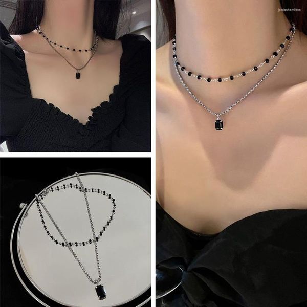 Anhänger Halsketten Halskette Geschenk für Freund Halsschmuck schwarze Perlen Kragen Kette Halsband Frauen