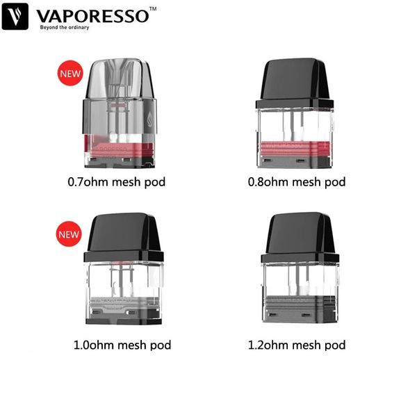 Varejo !! Cartucho Vaporesso XROS Pod 2ml/3ml Capacidade 0,8ohm/0,7ohm/1,0ohm/1,2ohm/0,6ohm para Xros 3 /Xros 3 Mini Kit Vaporizador Autêntico 4 unidades/pacote