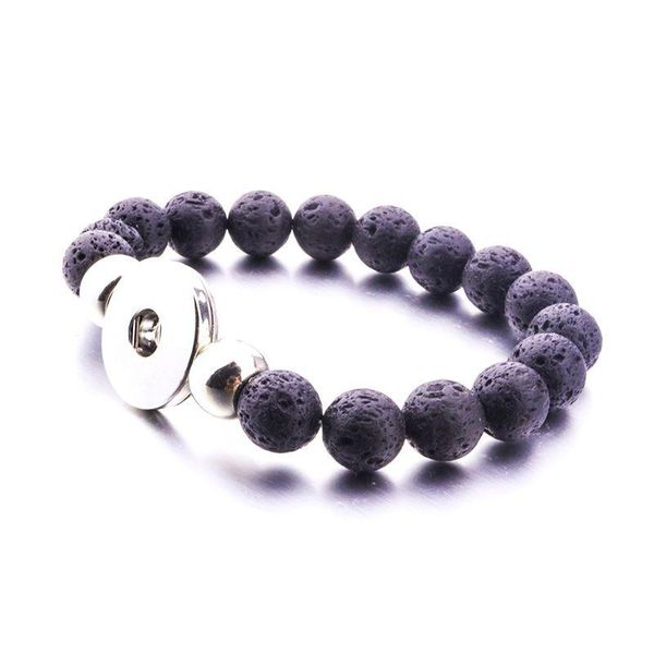 Charm-Armbänder 10 mm schwarzer Lavastein, türkisfarbene Perlen, Druckknopf-Armband, Aromatherapie, ätherisches Öl, Diffusor für Frauen, Jewe Dhgarden Dhc6Z