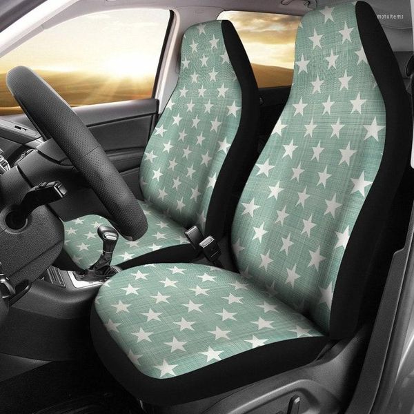 Capas de assento de carro cinza estrelas bege par 2 acessórios protetores frontais