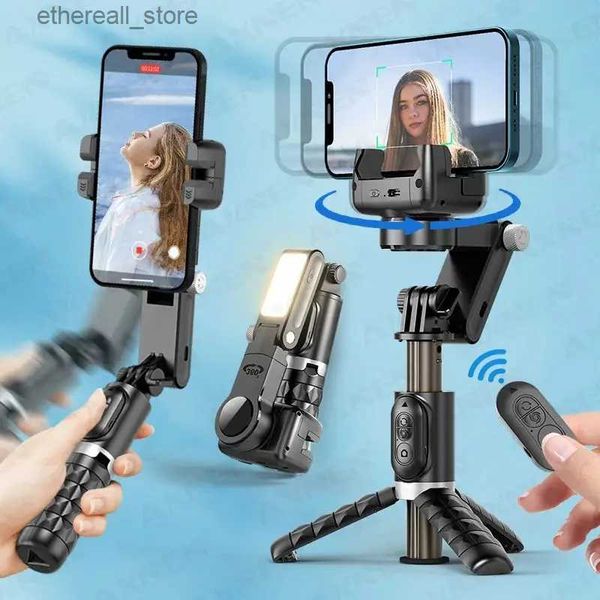 Estabilizadores Desktop Gimbal Estabilizador com Modo de Rastreamento Inteligente Selfie Stick Tripé com Controle Remoto para iPhone Celular Smartphone Q231116