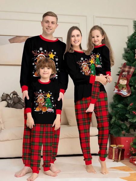 Aile Eşleşen Kıyafetler Noel Aile Eşleştirme Seti Pijama Giyim Seti Geyik Baskı Anne Çocuk Kızı Noel Aile Görünümü Pijama 231116