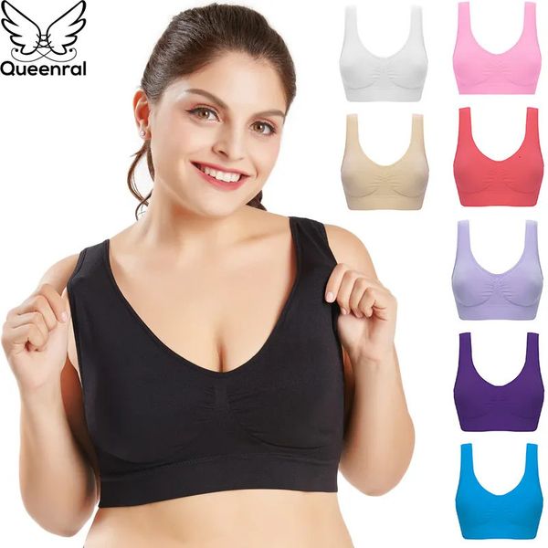 Sutiãs Queenral Plus Size para Mulheres Sutiã Sem Costura com Almofadas Grande 5XL 6XL Bralette Push Up Brassiere Colete Sem Fio BH 231115