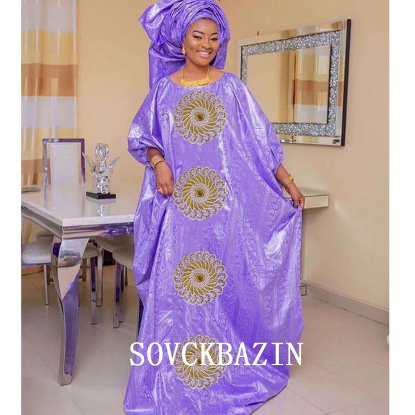 Платья больших размеров в африканском стиле Bazin Riche Long для Анкары, женская повседневная одежда, халат Dashiki, свадебная вечеринка, раковина высшего качества с шарфом 231116