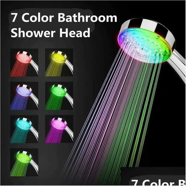 Soffioni doccia per bagno 7 colori che cambiano Testa a led Spruzzatore a pioggia Soffione doccia a risparmio idrico Accessori Sostituzione 231031 Drop Delive Dhwyn