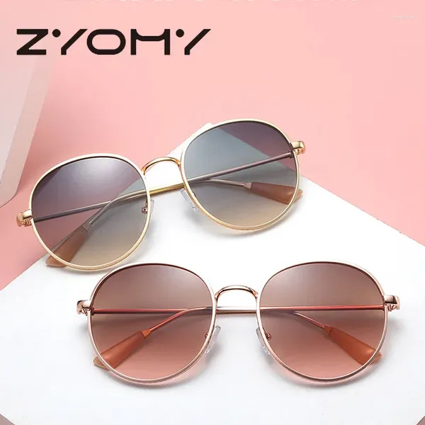 Солнцезащитные очки Q 2023, металлические оправы, очки в стиле ретро, модные круглые многоцветные персональные солнцезащитные очки для женщин, корейский стиль UV400