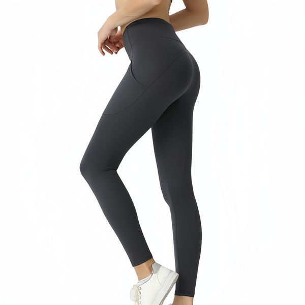 Lu Yoga Outfits Calças justas respiráveis sem costura 6 cores com vários bolsos Roupas de treino de ginástica Calças leggings de corrida Calças de corrida de fitness para mulheres em ambientes internos e externos Alinhar esportes