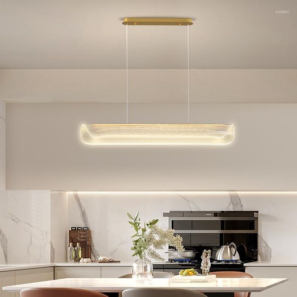 Lâmpadas pendentes Restaurante minimalista Luzes Nordic Modern Bar One Word Front Desk lustre Study Office Strip Home Deco Light