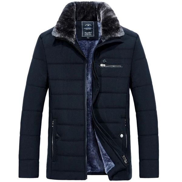 Herren Daunenparkas Warme Jacke Winterparka Pelzkragen Windjacke Baumwolle Gepolsterter Anorak Dicker schwarzer Mantel Männlich Lässig Herbst Fleece Herren 231115