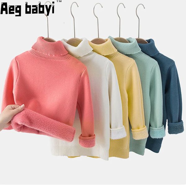 Pullover Winter Kinder Baby Jungen Mädchen Pullover Nerz Samt Rollkragen Kleinkind Kinder Warme Pullover Verdicken Oberbekleidung 110Y 231115