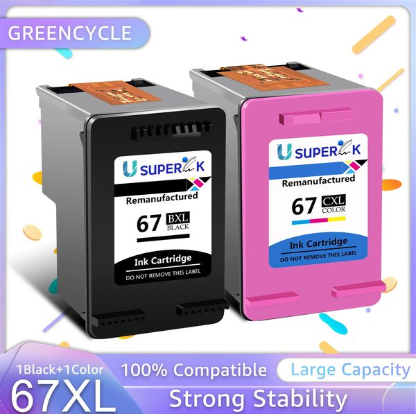 Cartuchos de toner Greencycle 67XL Cartucho de tinta remanufaturado compatível para HP 67XL 67 XL para impressoras DeskJet 2722 2723 DeskJet Plus 4140 4152 231116