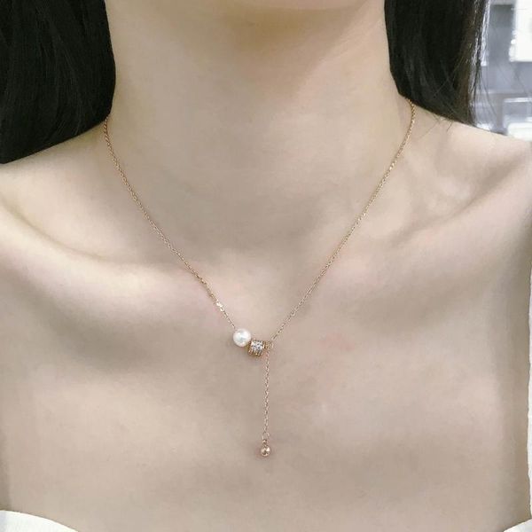 Collane con ciondolo Collana di perle classiche a vita piccola 2023 Gioielli di moda da donna coreana Catena al collo di lusso Clavicola della ragazza sexy