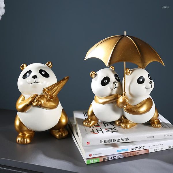 Figurine decorative Panda di lusso Artigianato moderno in resina Simpatico animale Scultura Statua Decorazione Ornamento Arredamento per cartoni animati Accessori per la casa