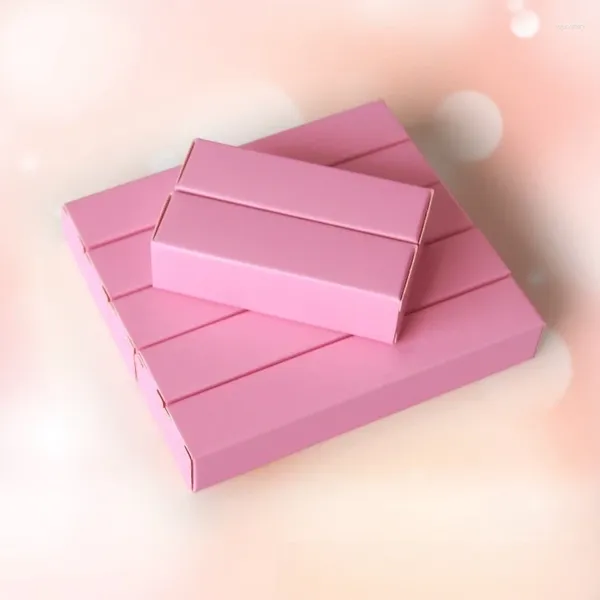 Enrole de presente 100pcs de papel de papel rosa caixa de embalagem de embalagem caixas de embalagem