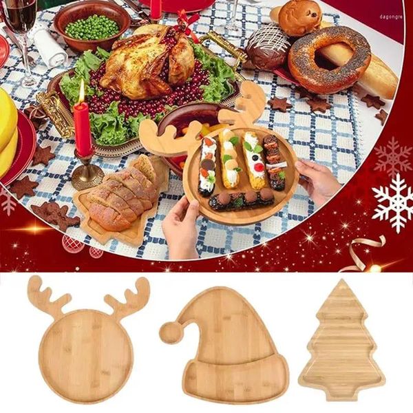 Pratos Árvore de Natal Placa de Charcutaria De Madeira Xmas Sobremesa Prato de Doces Queijo Aperitivo Bandeja Bloco de Açougueiro Servindo Prato