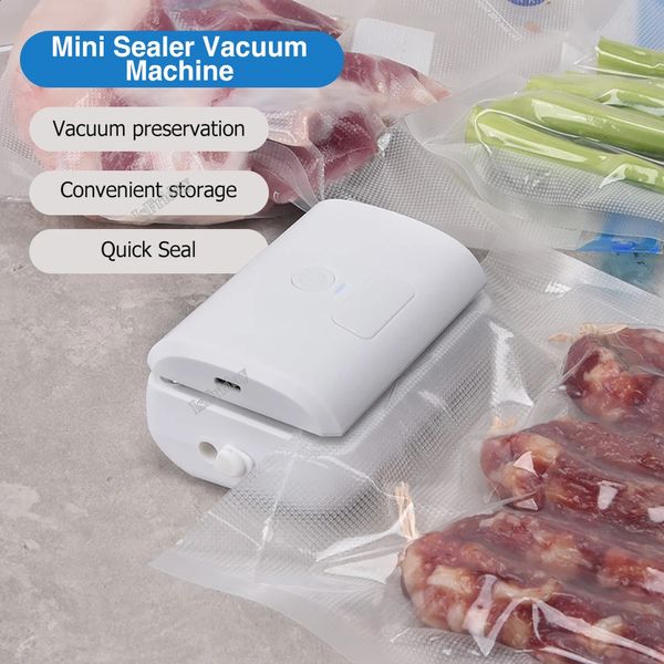 Sacos seladores a vácuo mini máquina 2 em 1 e cortador automático de alimentos para armazenamento de saco plástico lanches secos e úmidos frescor 231116