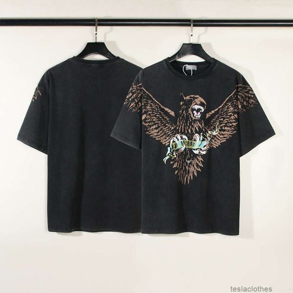 Designer Fashion Clothing Tees Magliette Trend Br Rep Eagle Dog Stampa Vtg T-shirt a maniche corte lavabile danneggiata Ins puro cotone