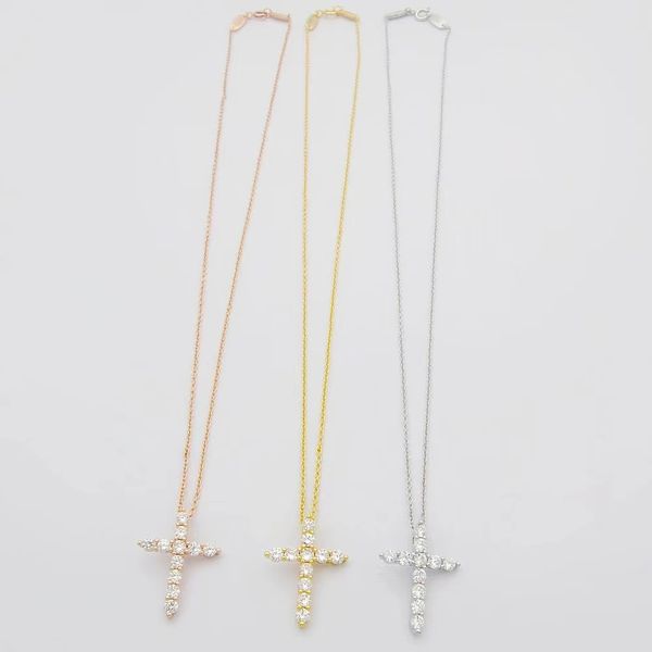 Женское ожерелье с подвеской в форме креста, роскошное брендовое ожерелье с бриллиантами T, высококачественное дизайнерское ожерелье, ювелирные изделия