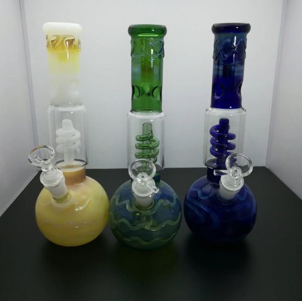 Pipa da fumo Mini bong in vetro per narghilè Forma metallica colorata Pipa ad acqua in vetro con filo di pancia tondo super grande