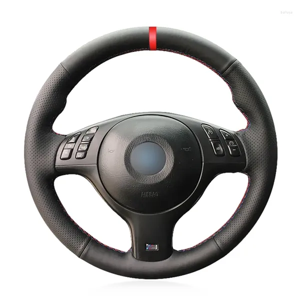 Capas de volante Capa de carro de couro artificial preto para M Sport E46 330i 330Ci E39 540i 525i 530i M3
