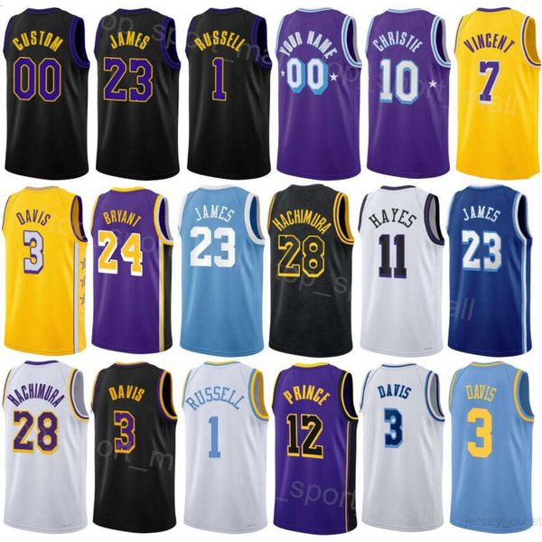 Imprimir Homens Mulheres City Basquete Austin Reaves Jerseys 15 LeBron James 23 Rui Hachimura 28 Dangelo Russell 1 Gabe Vincent 7 Ganhou Camisa Clássica Respirável Cor da Equipe