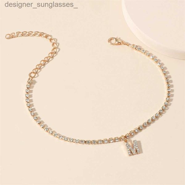 Fußkettchen Tiny Crysta Buchstaben Fußkettchen Für Frauen Alphabet Kubanische Link Kette Fuß Zubehör Mode Sommer Strand Schmuck Geschenke L231116