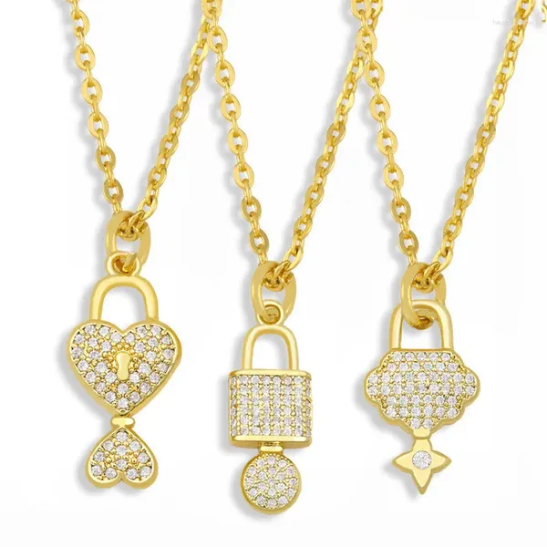 Anhänger Halskette Vintage Schlüsselblatt Herz Halskette für Frauen Einfacher goldener Edelstahl Zirkon Geschenk Schmuck Schmuck