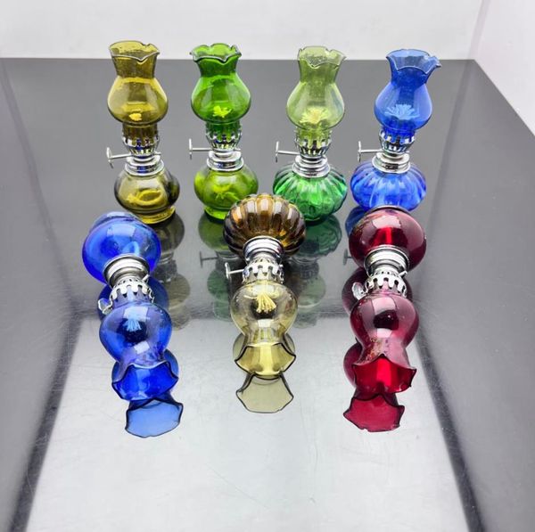 Fumatori pipa mini giaccino bong di vetro bong colorato forma metallica vecchia lampada alcolica in vetro e accessori per sigarette