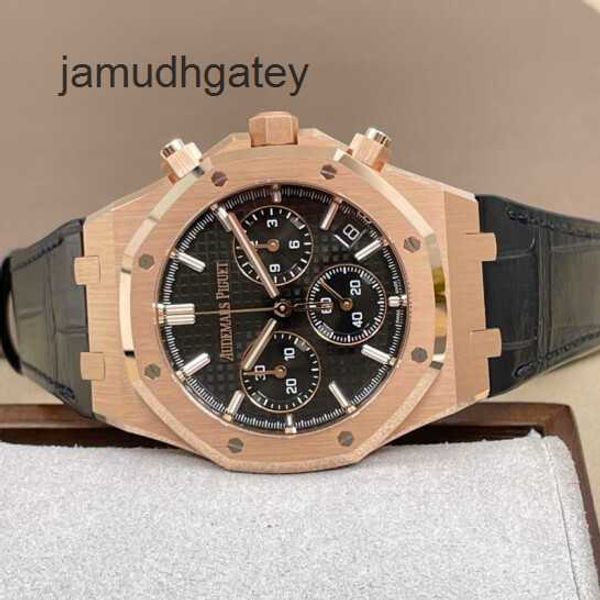 AP Swiss Luxury Watch Royal Oak Series 26240or Розовое золото Черный пластинчатый ремень Мужская мода Досуг Бизнес Спорт Назад Прозрачные механические наручные часы