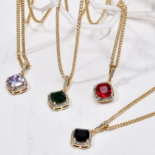 Anhänger Halsketten Halsband Mädchen Geschenk Messing Kette Edelstein Frauen Schmuck Accessoires Pullover Würfel Zirkon Halskette Koreanischen Stil