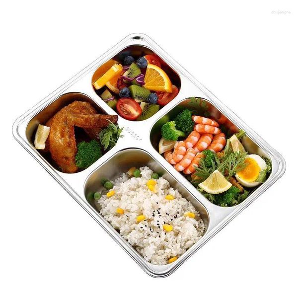 Geschirr 304 Edelstahl geteiltes Abendessen Tablett Lunchbox Behälter Teller für Schulkantine schnelles erwachsenes Kind