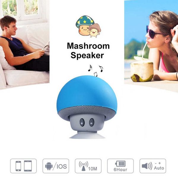 Taşınabilir Hoparlörler Karikatür Bluetooth Hoparlör Taşınabilir Açık Stereo Subwoofer Mini Küçük Mantar Kablosuz Hoparlör Su Geçirmez Sucker Telefon Braketi