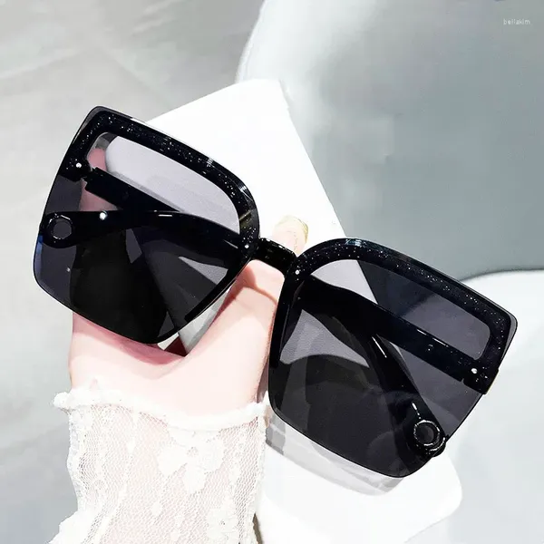 Солнцезащитные очки женские модные большие винтажные квадратные солнцезащитные очки без оправы женские большие уличные очки Gafas De Sol