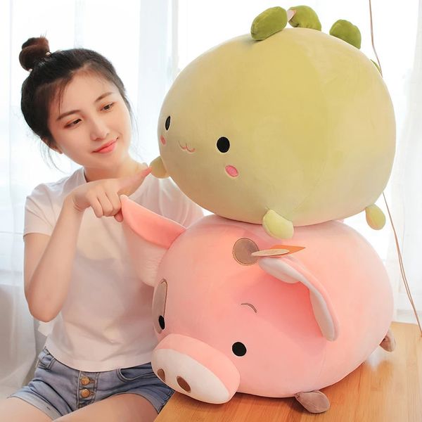 Bambole di peluche Kawaii Animale Dolce Grasso Dinosauro Maiale Shiba Inu Giocattolo per cani Morbido Cartoon Elefante Bambola di riempimento Cuscino per bambini Regalo 35 * 45 cm 231115