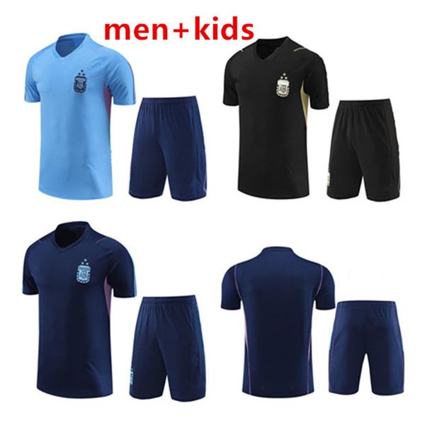 2023 Argentinien Kurzarm TRAININGSANZUG Fußballtrikot TrainingsANZUG Fußballtrikot MARADONA DI MARIA 22 23 Herren- und Kinder-Trainingsanzug-Uniformen-Set