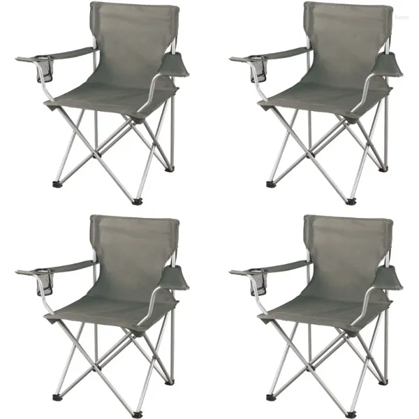 Camp Furniture Klassische Klappstühle mit Netz-Getränkehalter, 4er-Set, 32,10 x 19,10 Zoll