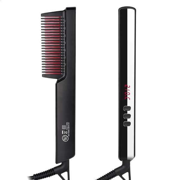 Saç düzleştiricileri çok fonksiyonlu saç düzleştirici fırça iyonik sakal düzleştirici seramik ısıtma tarağı elektrikli sakal düzleştirme fırçası 231115