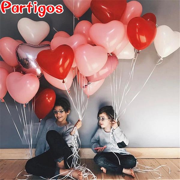 Partydekoration 20/50 Stück rot rosa weiß 10 Zoll herzförmige Latexballons für Hochzeit 2023 Valentinstag Heiratsantrag