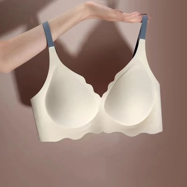 Bras sem traço top mulheres roupa interior anel de aço puro desejo confortável suporte superior sling ajustável beleza volta sutiã seção fina 231115