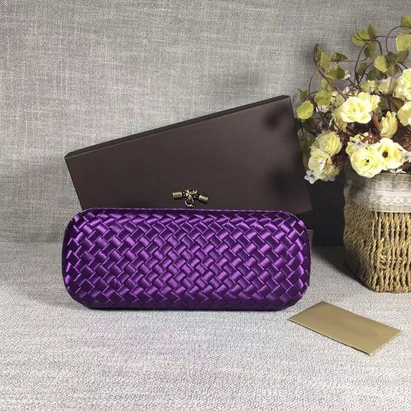 9A Borse da sera Borse da sera Fashion party Pochette Pelle di serpente intrecciata in pelle placcata oro Patchwork di seta per cellulare Cosmetici Portafoglio può essere caricato