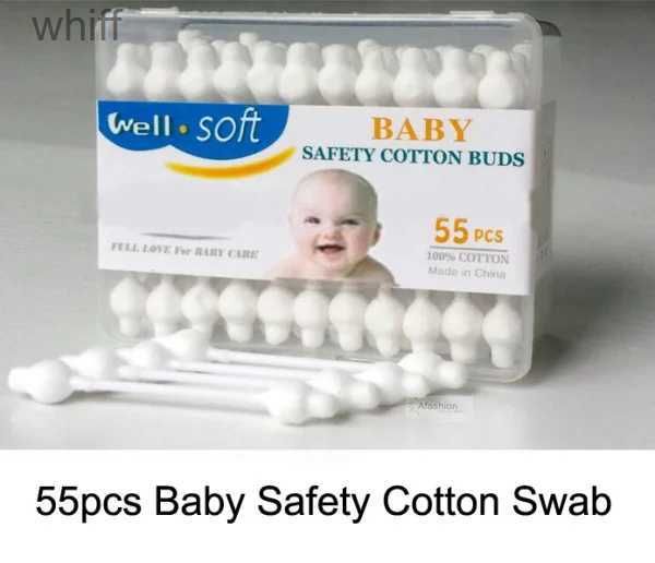 Wattestäbchen 55 Stück Sicherheit Baby Wattestäbchen Kürbisform saubere Babyohren Sticks Gesundheit Medizinische Knospen Spitzentupfer Box Kunststoff cotoneteL231116