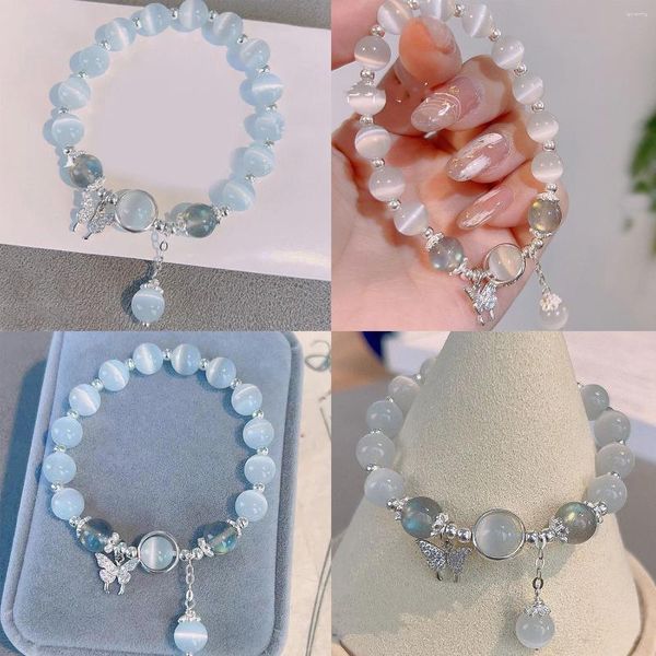 Link pulseiras moda imitação opala pulseira simples pingente ins moonstone cristal grânulo lua jóias presentes